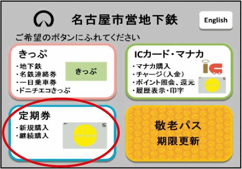 券売機のトップ画面
