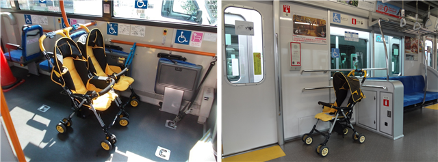 市バス及び地下鉄車内のベビーカースペースの画像